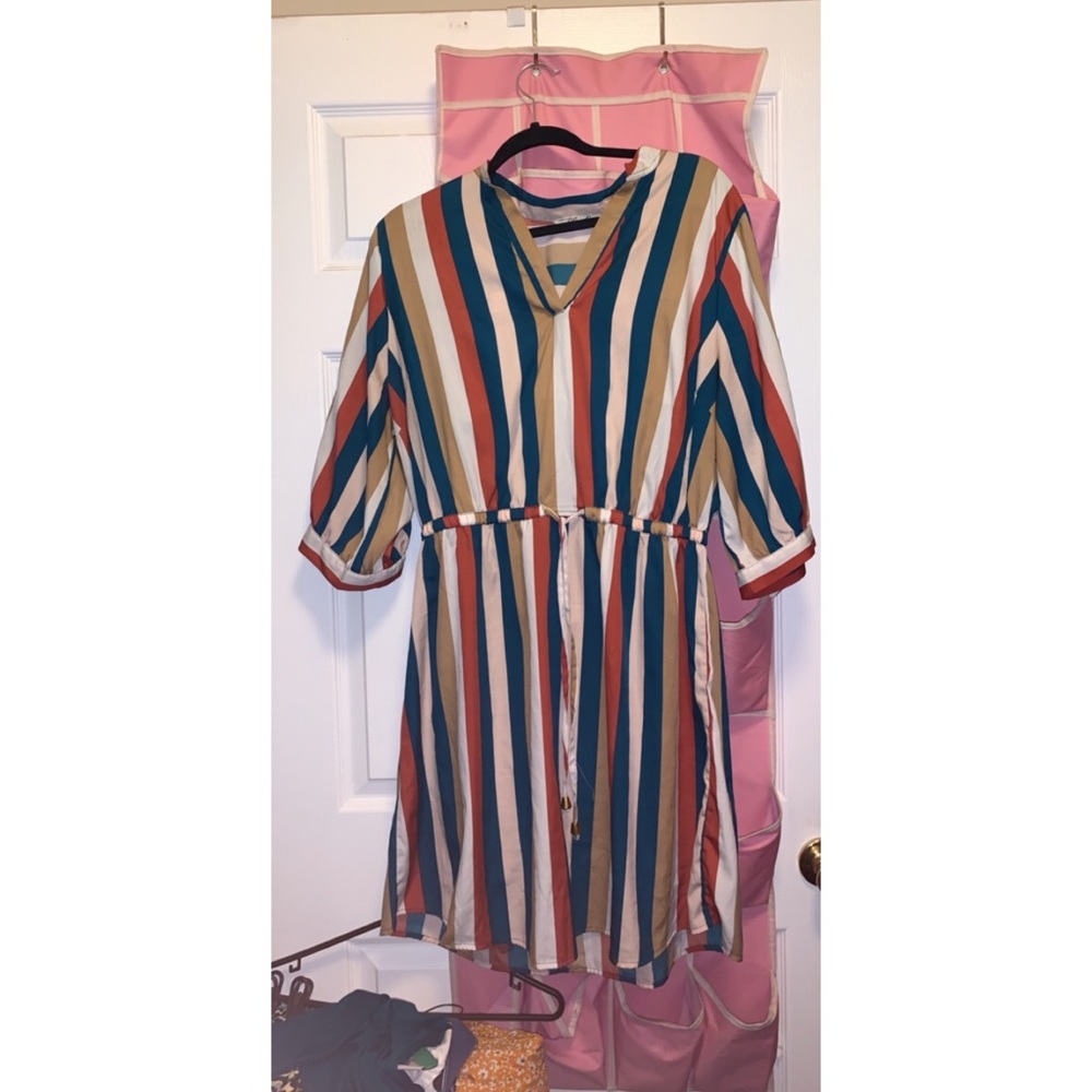 SIZE 1X Long Sleeve Striped Dress!